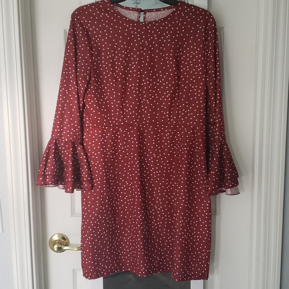 Red and white mini dress